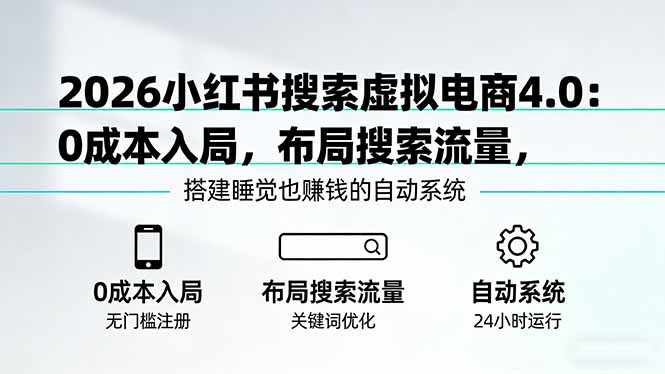 （17659期）2026小红书搜索虚拟电商4.0：0成本入局，布局搜索流量，搭建睡觉也赚钱的自动系统-翌晨科技网