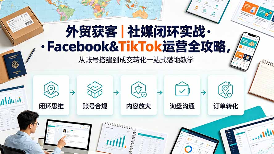 （19526期）外贸获客｜社媒闭环实战·Facebook&TikTok运营全攻略，从账号搭建到成交转化一站式落地教学-翌晨科技网