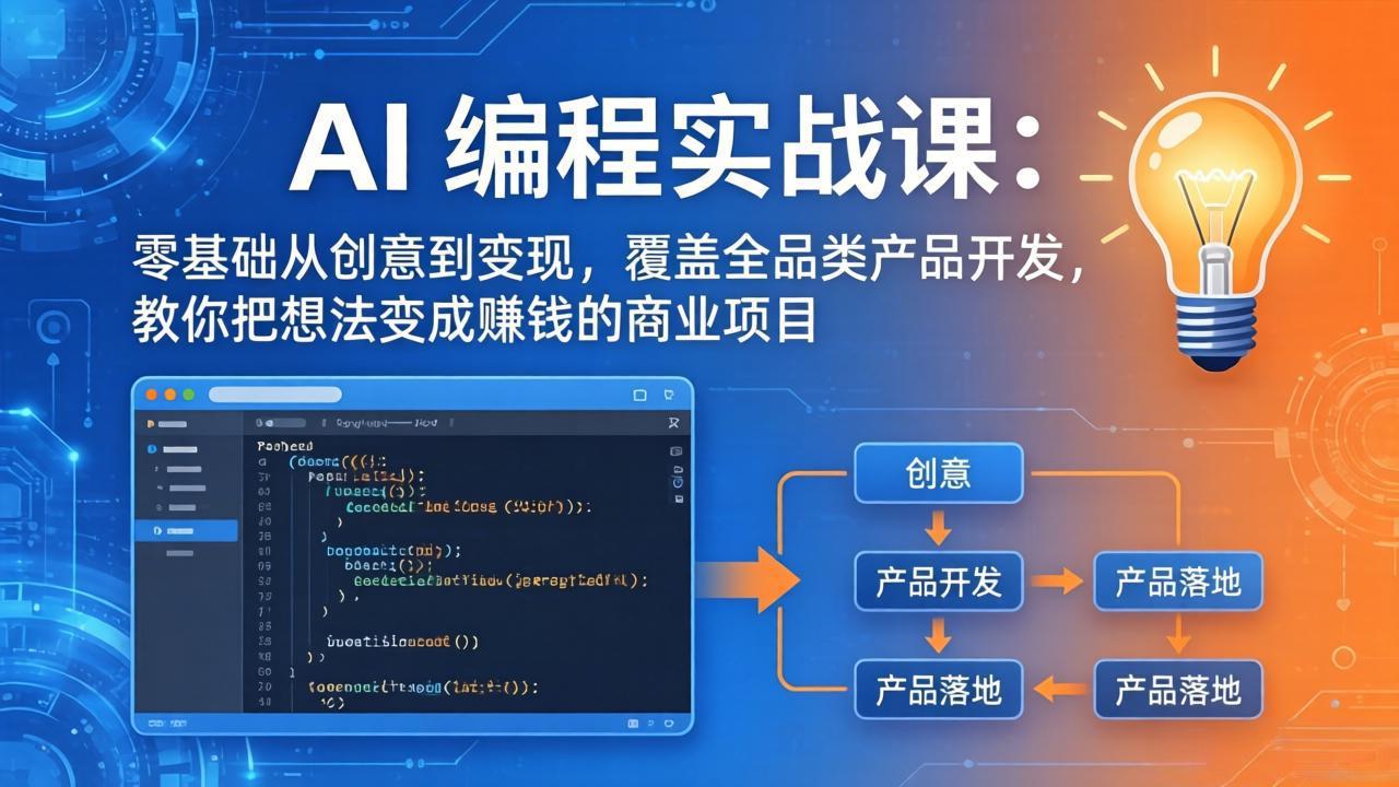 （17814期）AI编程实战课-第三期更新：零基础从创意到变现，覆盖全品类产品开发，把想法变成赚钱的项目-翌晨科技网