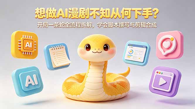（18550期）想做AI漫剧不知从何下手？开局一条蛇全流程拆解，学会脚本撰写与剪辑合成-翌晨科技网