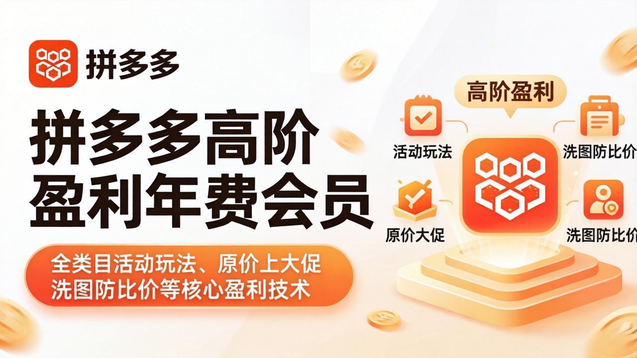 （17881期）拼多多高阶盈利年费会员(更新4月)：全类目活动玩法、原价上大促、洗图防比价等核心盈利技术-翌晨科技网