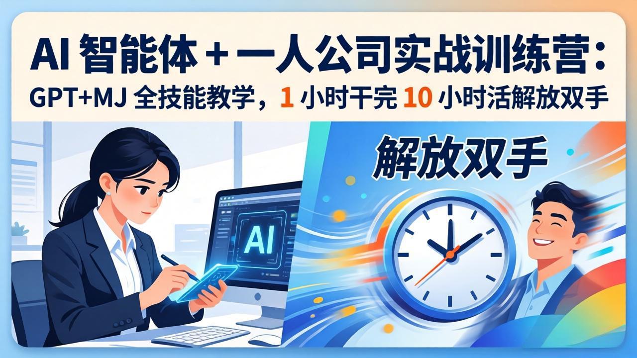 （17834期）AI 智能体 + 一人公司实战训练营：GPT+MJ 全技能教学，1 小时干完 10 小时活解放双手-翌晨科技网