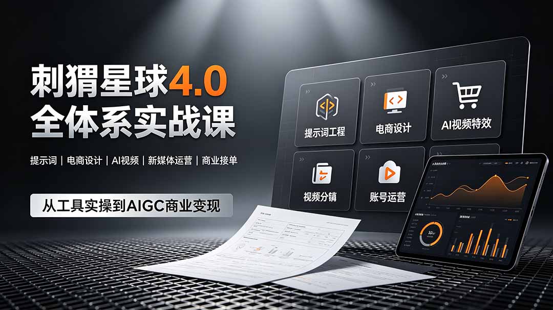 （19224期）刺猬星球4.0全体系实战课，覆盖提示词工程、电商设计、AI视频特效与新媒体运营，一站式掌握AIGC商业核心技能-翌晨科技网