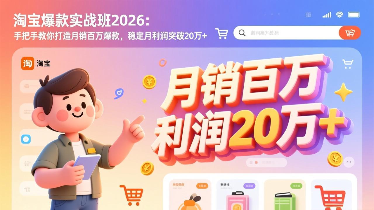 （17209期）淘宝爆款实战班2026：手把手教你打造月销百万爆款，稳定月利润突破20万+-翌晨科技网