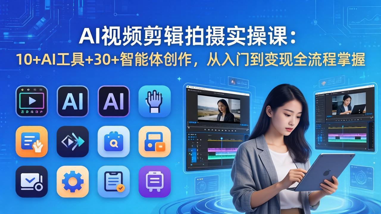 （17818期）AI 视频剪辑拍摄实操课：10+AI工具+30+智能体创作，从入门到变现全流程掌握-翌晨科技网