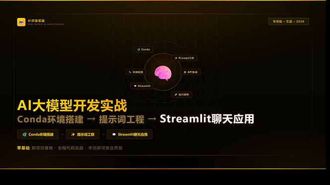 （17723期）AI大模型开发实战：Conda环境搭建→提示词工程→Streamlit聊天应用，零基础到项目落地-翌晨科技网