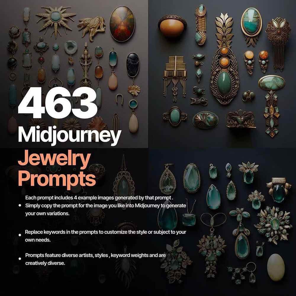 图片[2]-463个Midjourney珠宝摄影提示词：覆盖全品类珠宝，AI设计秒出专业效果-翌晨科技网