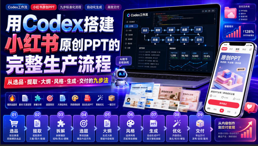 用Codex搭建小红书原创PPT的完整生产流程，从选品·提取·大纲·风格·生成·交付的九步法-翌晨科技网