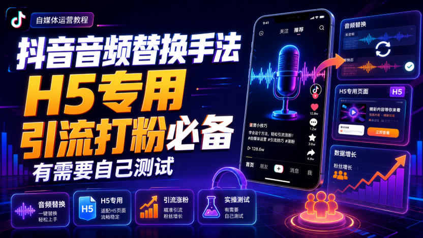 抖音音频替换手法H5专用，引流打粉必备，有需要自己测试-翌晨科技网