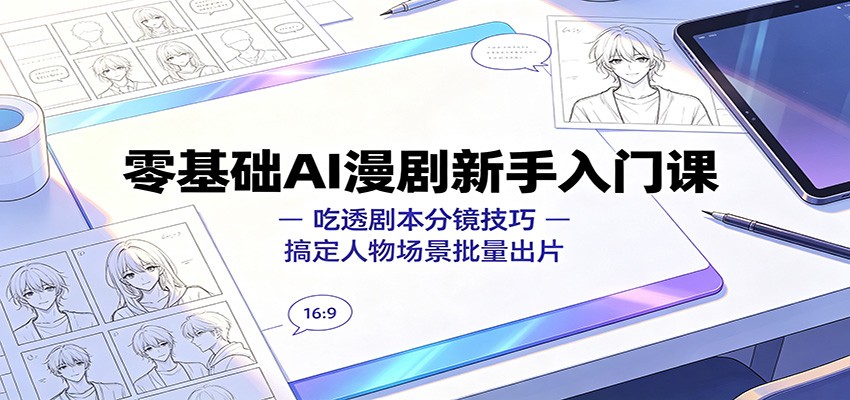 零基础AI漫剧新手入门课：吃透剧本分镜技巧，搞定人物场景批量出片-翌晨科技网