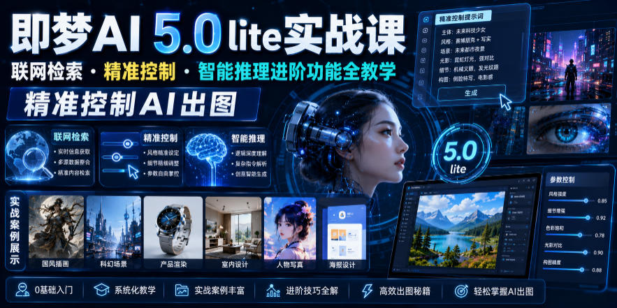 即梦AI 5.0 lite实战课，联网检索・精准控制・智能推理进阶功能全教学，精准控制AI出图-翌晨科技网
