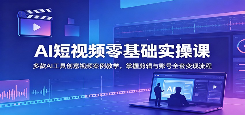 AI短视频零基础实操课：多款AI工具创意视频案例教学，掌握剪辑与账号全套变现流程-翌晨科技网