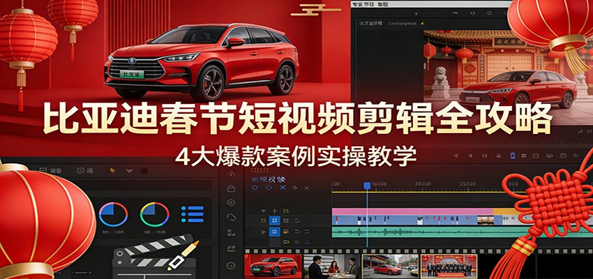 比亚迪春节短视频剪辑全攻略，4大爆款案例实操教学-翌晨科技网