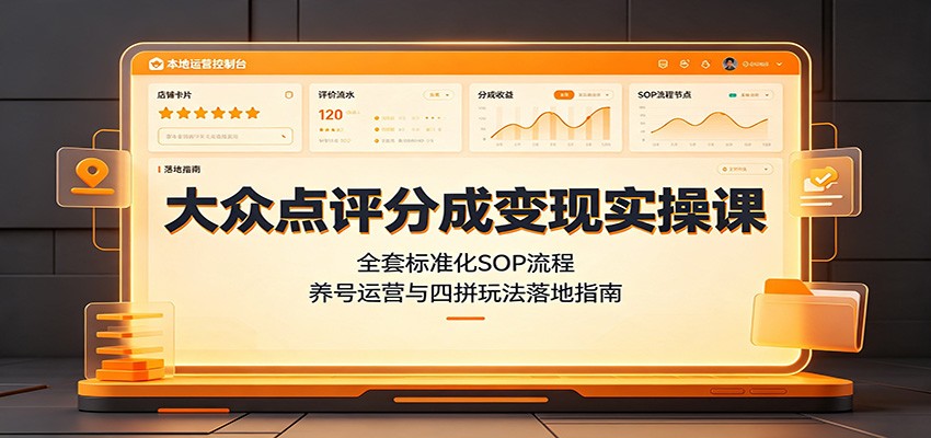 大众点评分成变现实操课：全套标准化SOP流程，养号运营与四拼玩法落地指南-翌晨科技网