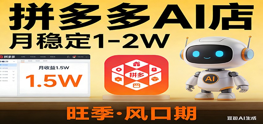 开一家拼多多AI店，月稳定1-2W，目前旺季，风口期！-翌晨科技网