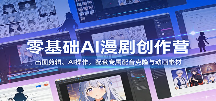 零基础AI漫剧创作营：出图剪辑、AI操作，配套专属配音克隆与动画素材-翌晨科技网