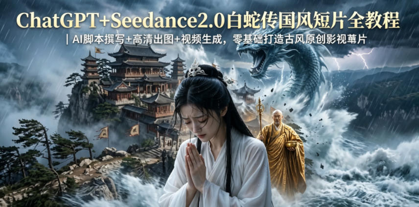 ChatGPT+Seedance2.0白蛇传国风短片全教程｜AI脚本撰写+高清出图+视频生成，零基础打造古风原创影视短片-翌晨科技网