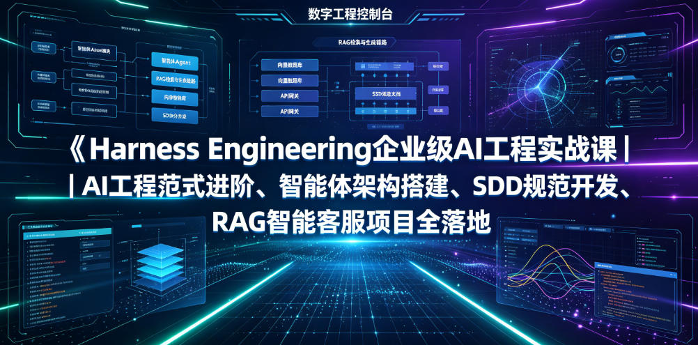Harness Engineering企业级AI工程实战课｜AI工程范式进阶、智能体架构搭建、SDD规范开发、RAG智能客服项目全落地-翌晨科技网