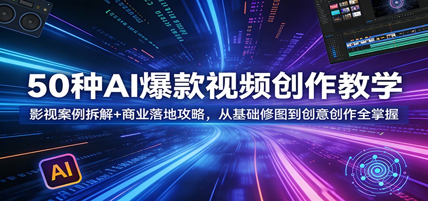 50种AI爆款视频创作教学：影视案例拆解+商业落地攻略，从基础修图到创意创作全掌握-翌晨科技网