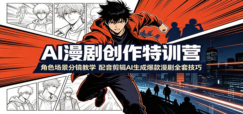 AI漫剧创作特训营：角色场景分镜教学，配音剪辑AI生成爆款漫剧全套技巧-翌晨科技网