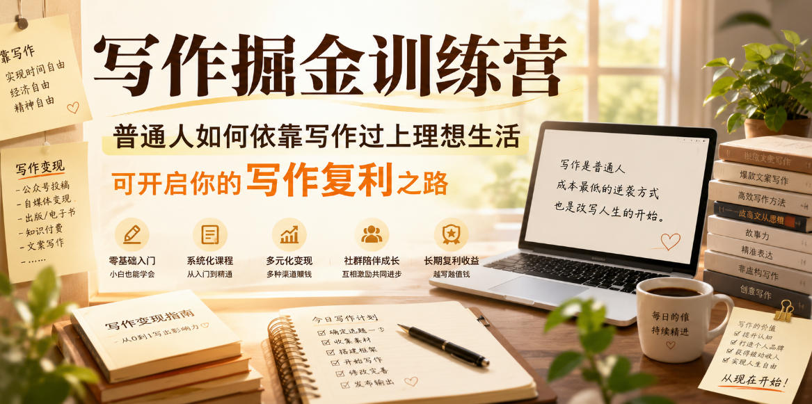 写作掘金训练营，普通人如何依靠写作过上理想生活，可开启你的写作复利之路（更新6月）-翌晨科技网