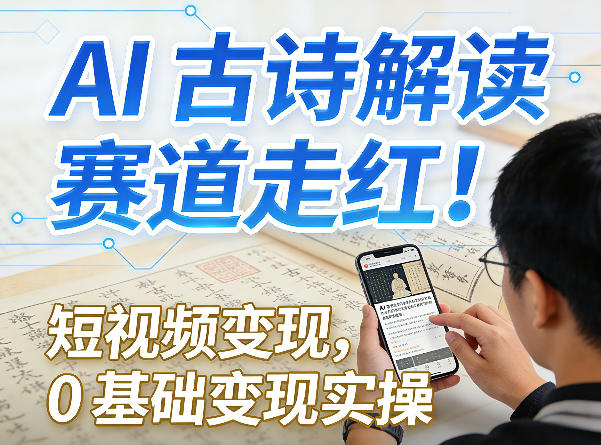 AI古诗解读赛道走红！短视频变现，0基础变现实操-翌晨科技网