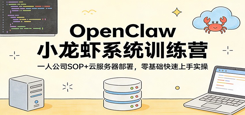 OpenClaw小龙虾系统训练营：一人公司SOP，云服务器部署，零基础快速上手实操-翌晨科技网