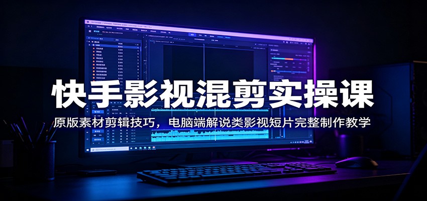 快手影视混剪实操课：原版素材剪辑技巧，电脑端解说类影视短片完整制作教学-翌晨科技网