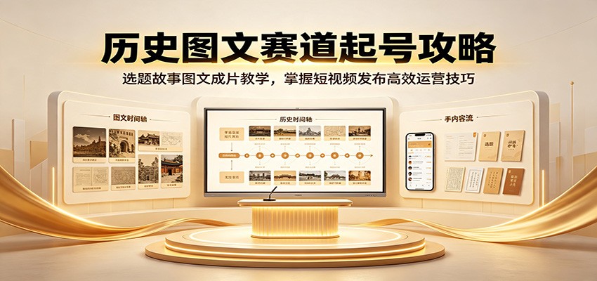历史图文赛道起号攻略：选题故事图文成片教学，掌握短视频发布高效运营技巧-翌晨科技网