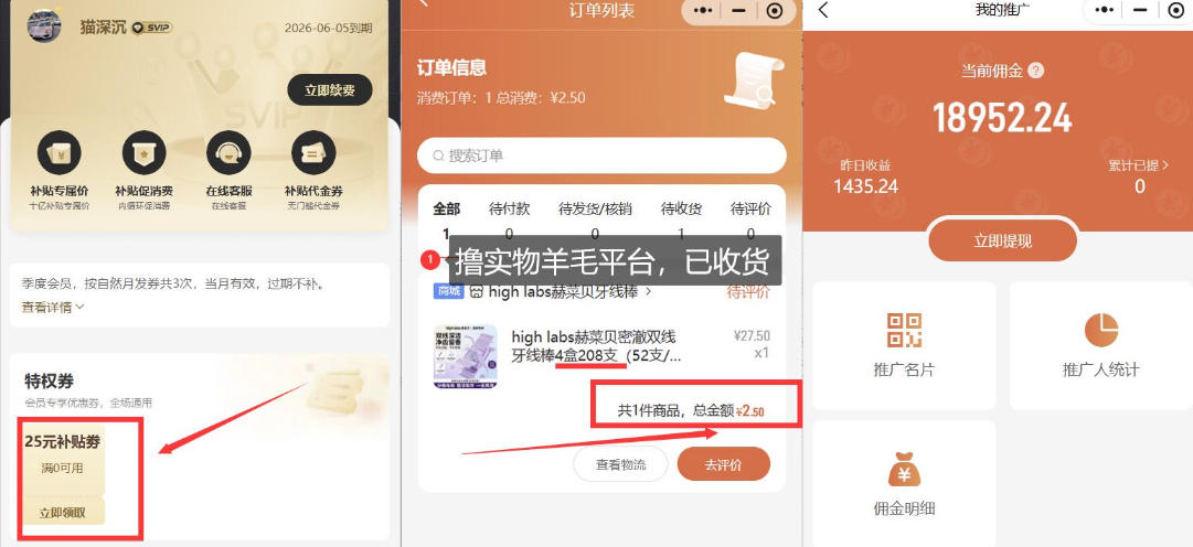 图片[2]-撸纸巾牙线薅羊毛线报平台_长期稳定【羊毛已到货】-翌晨科技网