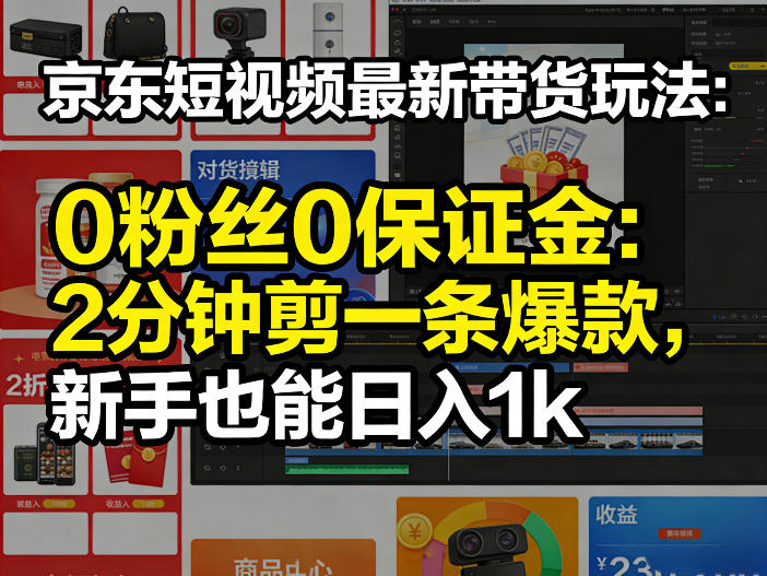 京东短视频最新带货玩法，0粉丝0保证金，2分钟剪一条爆款，新手也能日入1k+【揭秘】-翌晨科技网