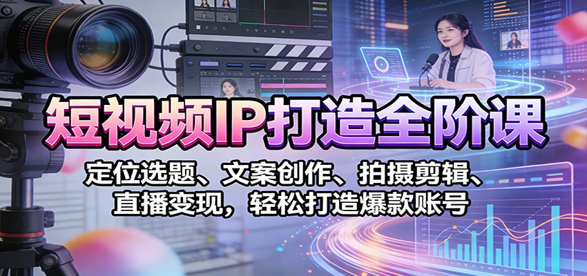 短视频IP打造全阶课：定位选题、文案创作、拍摄剪辑、直播变现，轻松打造爆款账号-翌晨科技网