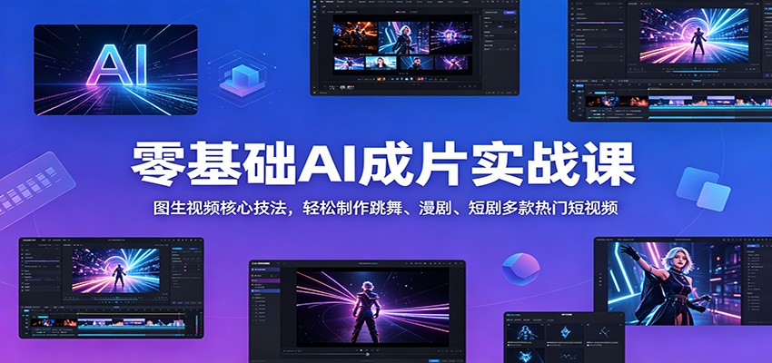 零基础AI成片实战课：图生视频核心技法，轻松制作跳舞、漫剧、短剧多款热门短视频-翌晨科技网