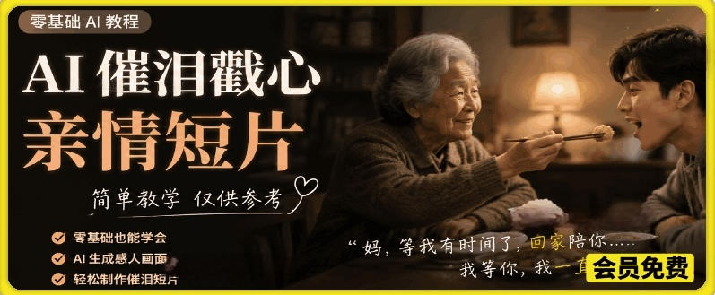 AI催泪戳心亲情短片,零基础AI教程,简单教学仅供参考-翌晨科技网
