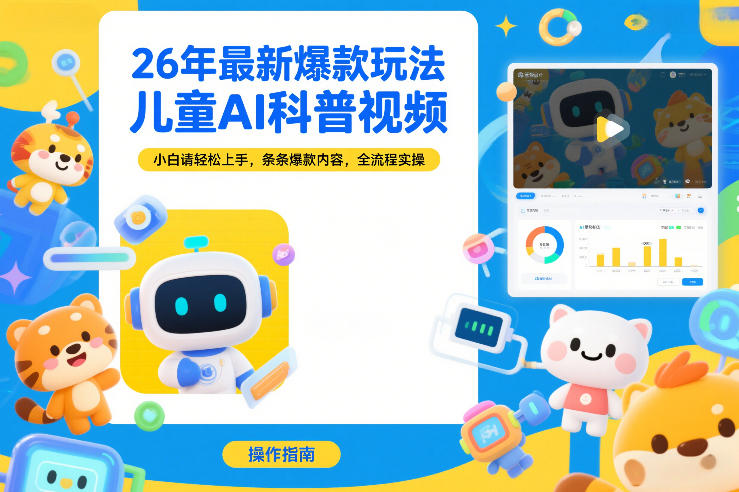 26年最新爆款玩法,儿童AI科普视频,小白请轻松上手,条条爆款内容,全流程实操-翌晨科技网