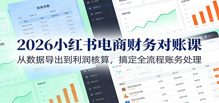2026小红书电商财务对账课：从数据导出到利润核算，搞定全流程账务处理-翌晨科技网