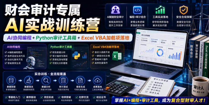 财会审计专属AI实战训练营｜AI协同编程+Python审计工具箱+Excel VBA加载项落地-翌晨科技网