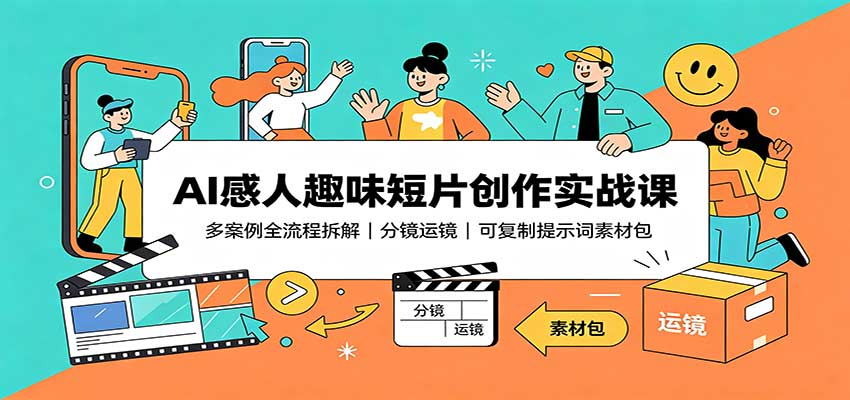 AI感人趣味短片创作实战课：多案例全流程拆解，分镜运镜，可复制提示词素材包-翌晨科技网