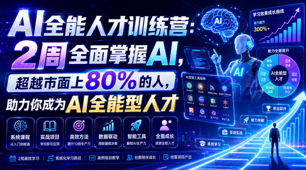 AI全能人才训练营：2周全面掌握AI，超越市面上80%的人，助力你成为AI全能型人才-翌晨科技网
