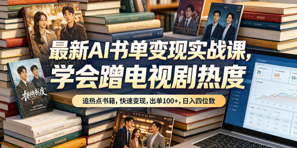 最新AI书单变现实战课，学会蹭电视剧热度，追热点书籍，快速变现，出单100+，日入四位数-翌晨科技网