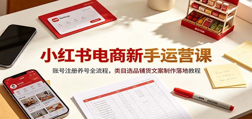 小红书电商新手运营课：账号注册养号全流程，类目选品铺货文案制作落地教程-翌晨科技网