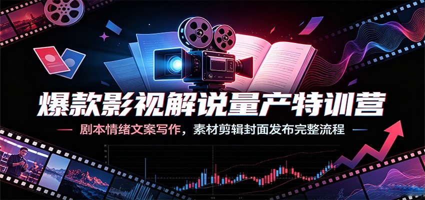 爆款影视解说量产特训营：剧本情绪文案写作，素材剪辑封面发布完整流程-翌晨科技网
