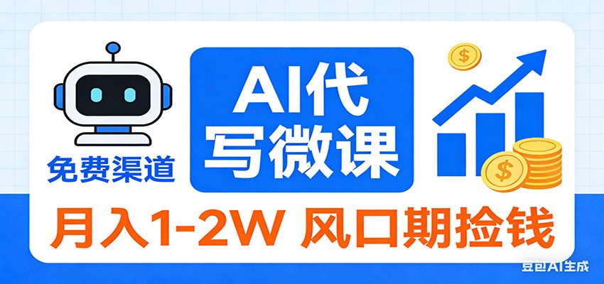 2026告别打工!AI 代写微课,提供免费渠道,月入 1-2W 风口期捡钱-翌晨科技网