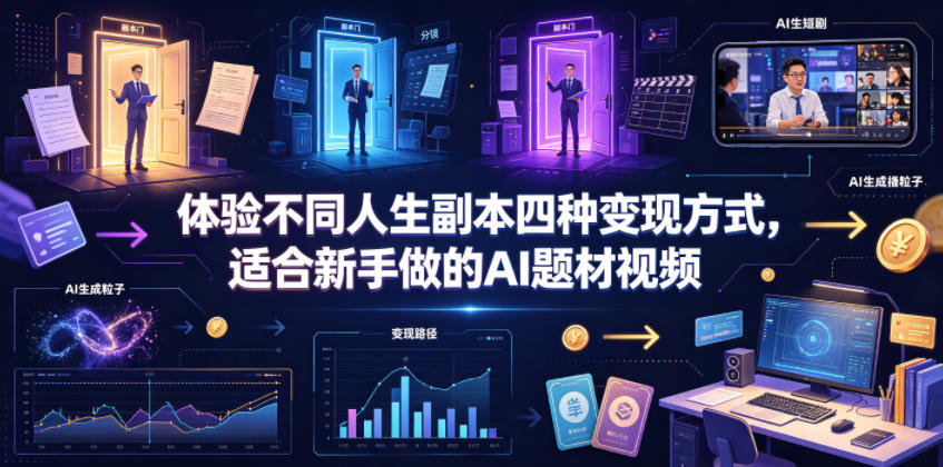 体验不同人生副本四种变现方式,适合新手做的AI题材视频-翌晨科技网