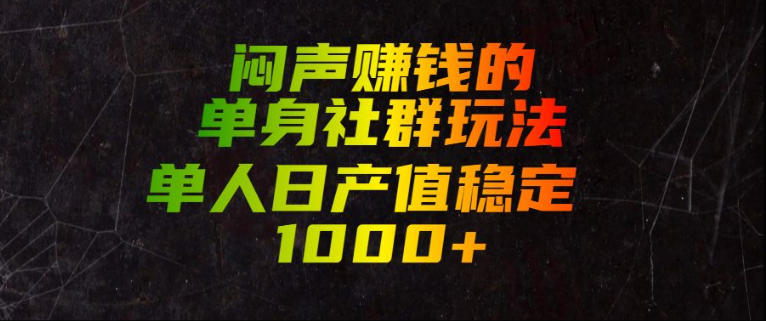 闷声賺钱的单身社群玩法，单人日产值稳定1000+【揭秘】-翌晨科技网
