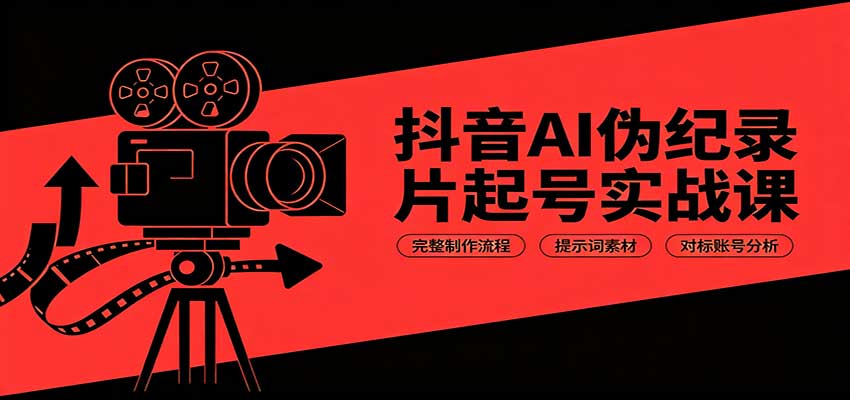 抖音AI伪纪录片起号实战课：完整制作流程，提示词素材，对标账号分析-翌晨科技网