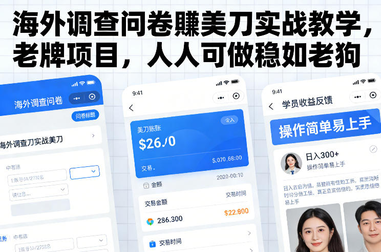 海外调查问卷賺美刀实战教学，老牌项目，人人可做稳如老狗-翌晨科技网
