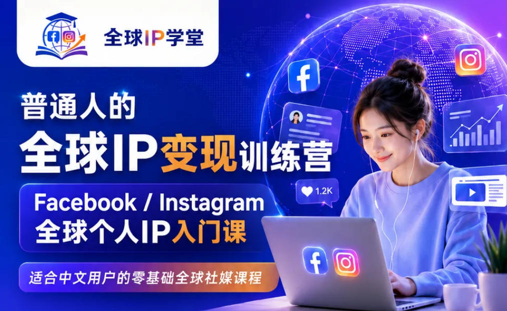 普通人的全球IP变现训练营，Facebook/Instagram全球个人IP入门课，零基础全球社媒课程-翌晨科技网