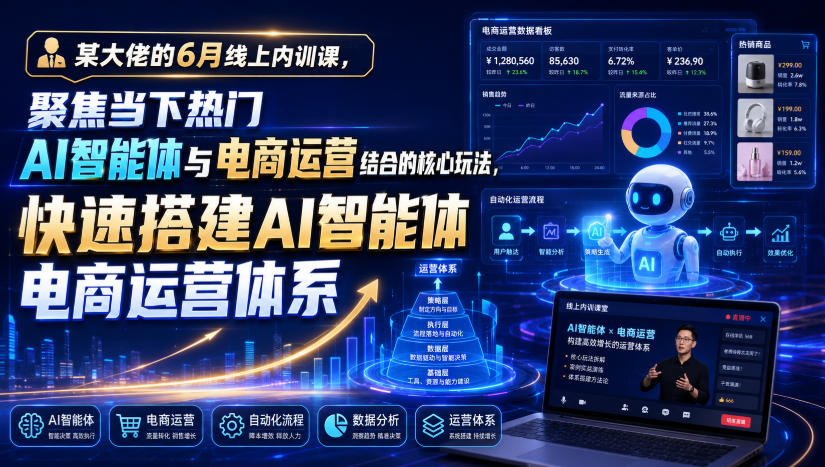 某大佬的6月线上内训课，聚焦当下热门AI智能体与电商运营结合的核心玩法，快速搭建AI智能体电商运营体系-翌晨科技网