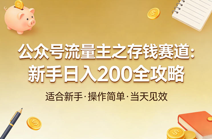 公众号流量主之存钱赛道，贴合当下需求，适合新手，一天收益2张-翌晨科技网